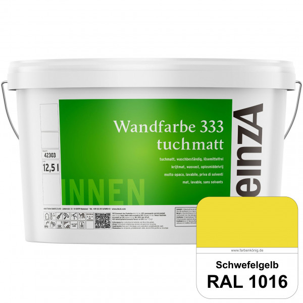 einzA Wandfarbe 333 tuchmatt (RAL 1016 Schwefelgelb) Hochdeckende, waschbeständige Wandfarbe