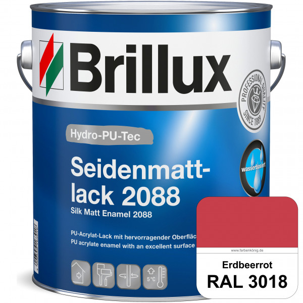 Hydro-PU-Tec Seidenmattlack 2088 (RAL 3018 Erdbeerrot) PU-Seidenmattlack (wasserbasiert) innen