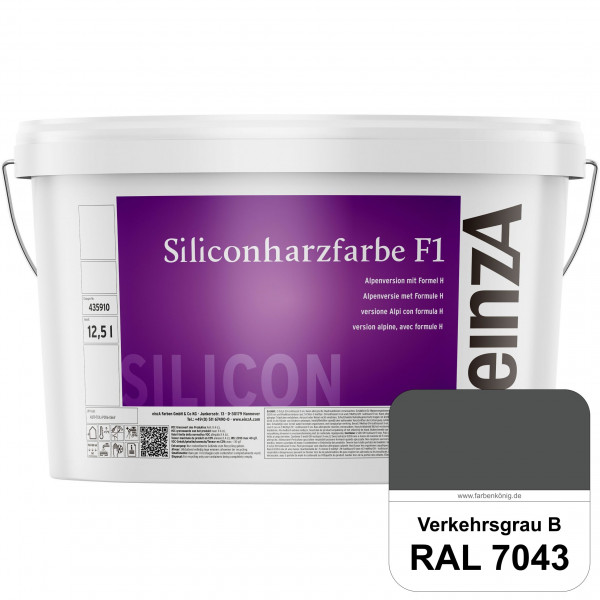 einzA Siliconharzfarbe F1 (RAL 7043 Verkehrsgrau B) Universal Siliconharz-Fassadenfarbe, kalkmatt, w