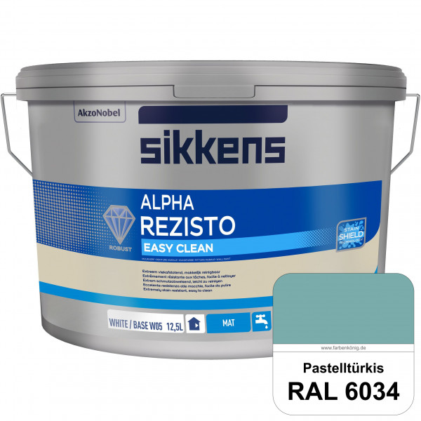 Alpha Rezisto Easy Clean (RAL 6034 Pastelltürkis) Extrem widerstandsfähige & matte Innenfarbe