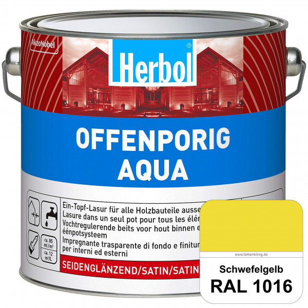 Offenporig Aqua (RAL 1016 Schwefelgelb) Wasserverdünnbar & hochwertige Ein-Topf-Holzlasur - Feuchtes
