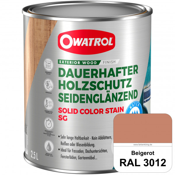 Solid Color Stain SG (RAL 3012 Beigerot) deckende und seidenglänzende Wetterschutzfarbe außen