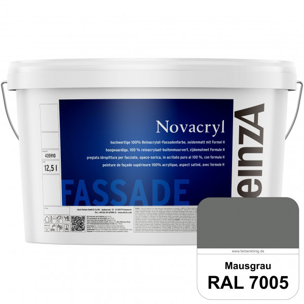 einzA Novacryl (RAL 7005 Mausgrau) Reinacrylat-Fassadenfarbe, seidenmatt