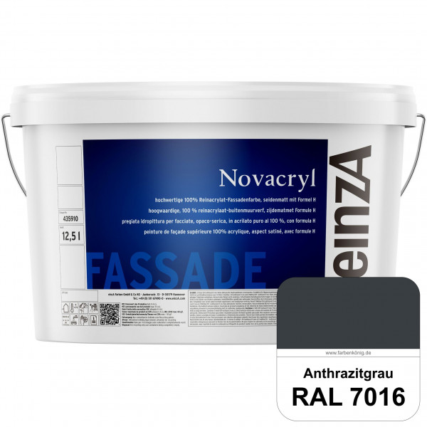einzA Novacryl (RAL 7016 Anthrazitgrau) Reinacrylat-Fassadenfarbe, seidenmatt