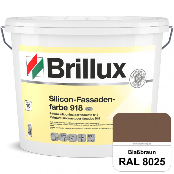 Silicon-Fassadenfarbe 918 (RAL 8025 Blassbraun) matt, hoch wetterbeständig und wasserabweisend