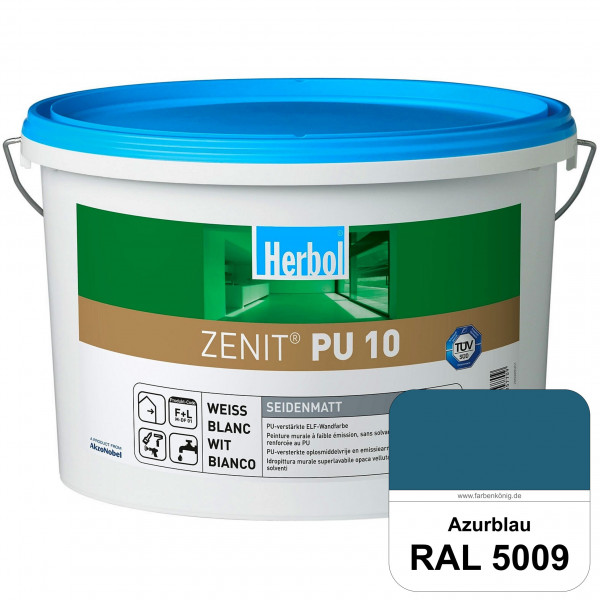 Zenit PU 10 (RAL 5009 Azurblau) seidenmatte und strapazierfähige PU-Wandfarbe