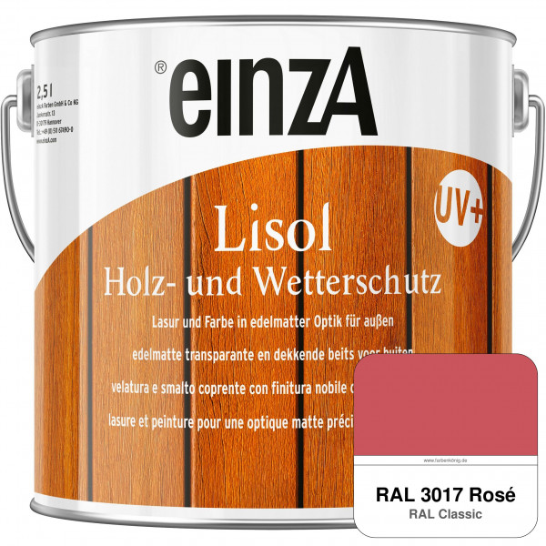 einzA Lisol Holz- und Wetterschutz Lasur und Farbe (RAL 3017 Rosa)