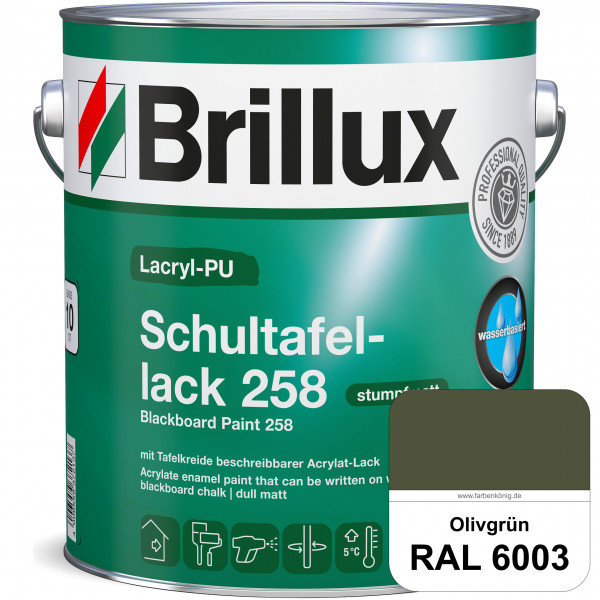 Lacryl-PU Schultafellack 258 (RAL 6003 Olivgrün) wasserbasierter und matter Schultafellack (innen)