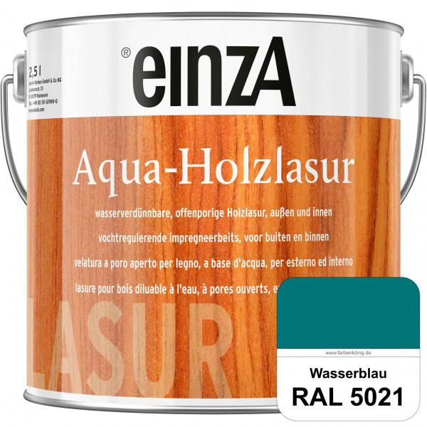 einzA Aqua-Holzlasur (RAL 5021 Wasserblau) wasserverdünnbare offenporige Holzlasur für Holzbauteile