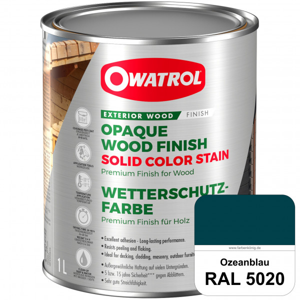Solid Color Stain (RAL 5020 Ozeanblau) deckende und matte Wetterschutzfarbe außen