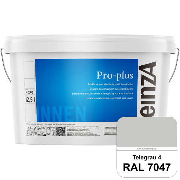 einzA Pro-plus (RAL 7047 Telegrau 4) Lösemittelfreie waschbeständige Kunststoff-Dispersionsfarbe