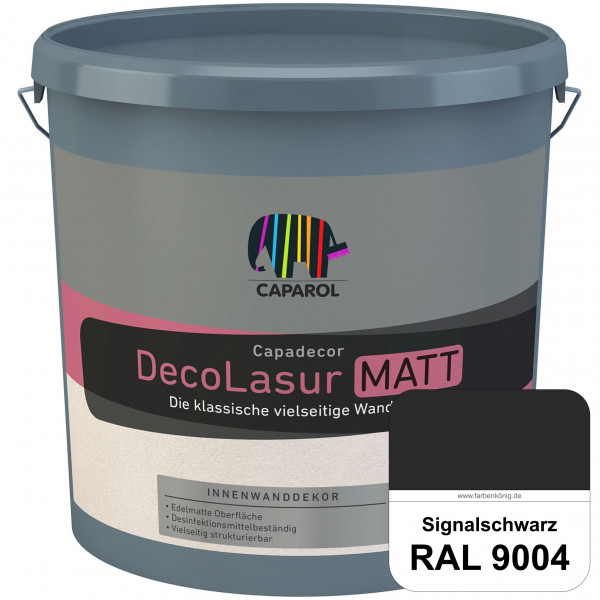 Capadecor DecoLasur Matt (RAL 9004 Signalschwarz) Matte Lasurfarbe auf Dispersionsbasis (innen)