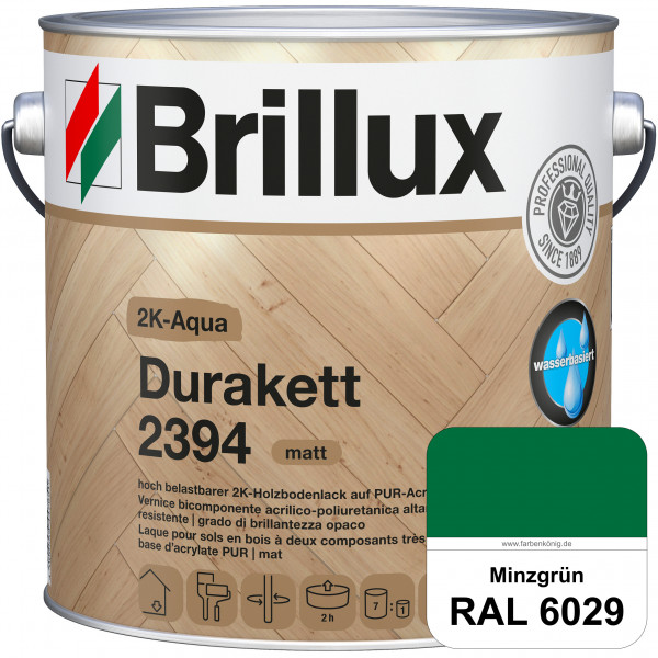 2K-Aqua Durakett 2394 (RAL 6029 Minzgrün) Wasserbasierter 2K-Versiegelung für Parkettfußböden, Diele