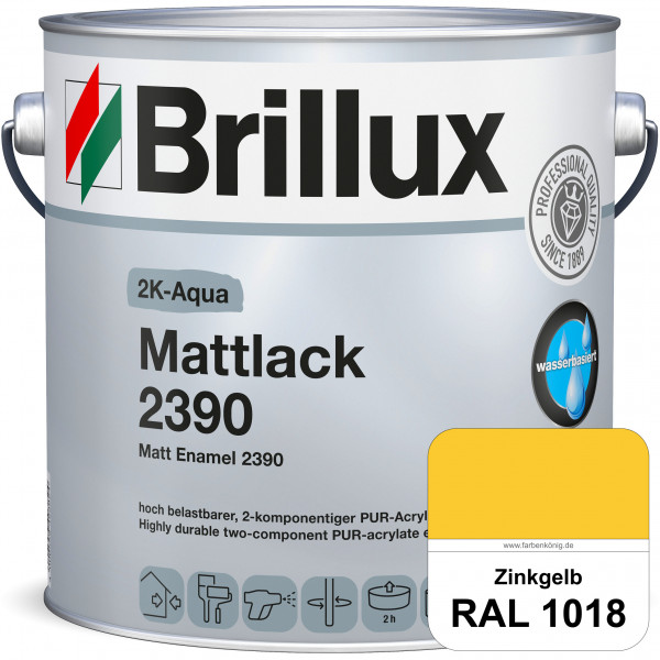 2K-Aqua Mattlack 2390 (RAL 1018 Zinkgelb) mechanisch und chemisch hoch belastbar für außen & innen