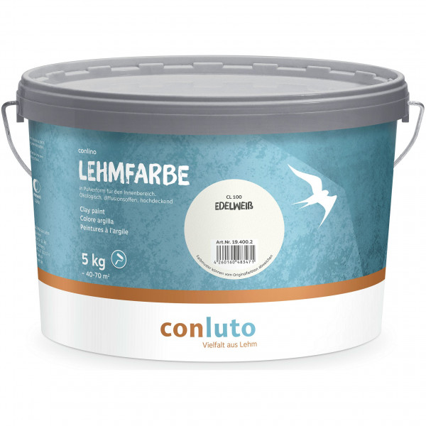Lehmfarbe - Edelweiß (B-Ware) - 5 Kilogramm (Edelweiß (CL 100) - conluto)