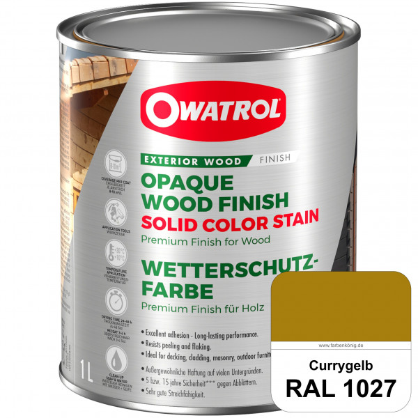 Solid Color Stain (RAL 1027 Currygelb) deckende und matte Wetterschutzfarbe außen