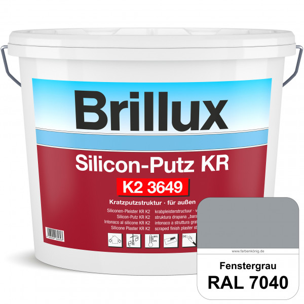 Silicon-Putz KR K2 3649 mit Protect (RAL 7040 Fenstergrau) Dekorputz auf Siliconharzbasis (außen)