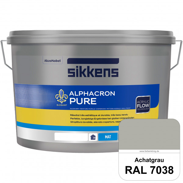 Alphacron Pure (RAL 7038 Achatgrau) Edelmatte & hochertige Premium Wandfarbe für glatte Untergründe.