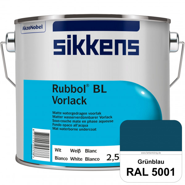 Rubbol BL Vorlack (RAL 5001 Grünblau) Wasserbasierter, matter & umweltschonender Vorlack (innen)