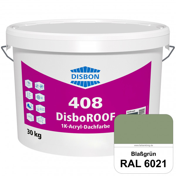 DisboROOF 408 1K-Acryl-Dachfarbe (RAL 6021 Blassgrün) Elastische Reinacrylatbeschichtung für Betonda