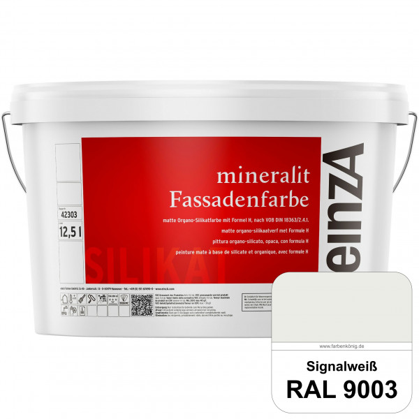 einzA mineralit Fassadenfarbe (RAL 9003 Signalweiß) wetterbeständige & streichfertige Silikatfarbe