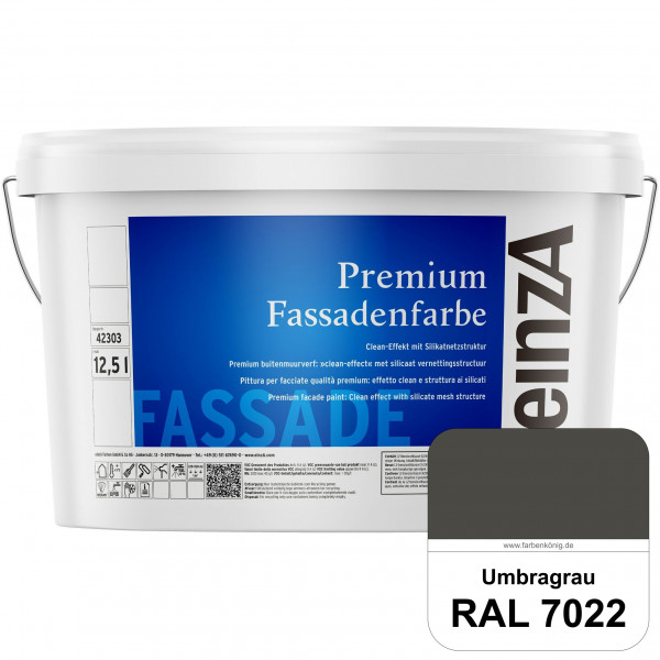 einzA Premium Fassadenfarbe (RAL 7022 Umbragrau) Hochwertige Fassadenfarbe mit Clean-Effekt