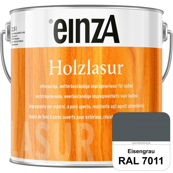 einzA Holzlasur (RAL 7011 Eisengrau) Offenporige Imprägnierlasur für Außen-Holzbauteile