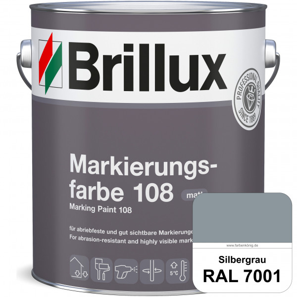 Markierungsfarbe 108 (RAL 7001 Silbergrau) Markierungsfarbe für Asphalt, Betonböden, Zementestrichen