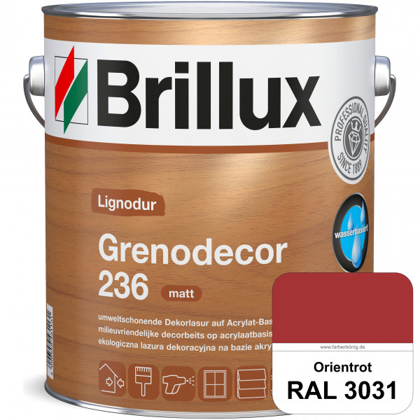 Grenodecor 236 (RAL 3031 Orientrot) Umwelt- und gesundheitsschonende, diffusionsfähige Dekorlasur mi