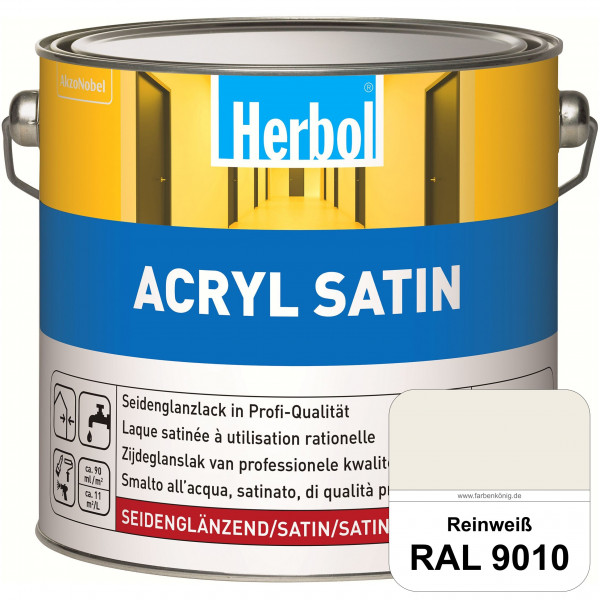 Acryl Satin (RAL 9010 Reinweiß) wasserverdünnbarer seidenglänzender Lack (Innen & Außen)