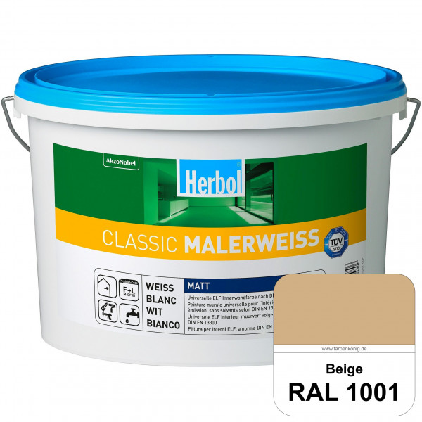 Classic Malerweiss (RAL 1001 Beige) Universell wirtschaftliche & matte Wandfarbe