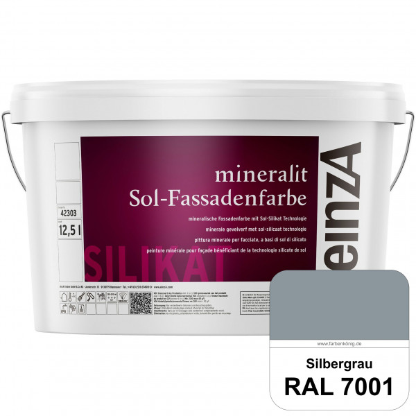 einzA mineralit Sol Fassadenfarbe (RAL 7001 Silbergrau) mineralische Fassadenfarbe mit Sol-Silikat T