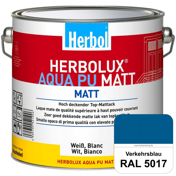Herbolux Aqua PU Matt (RAL 5017 Verkehrsblau) Top-PU-Mattlack auf Wasserbasis (Innen)