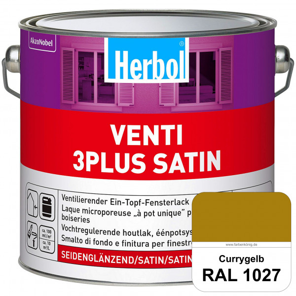 Venti 3Plus Satin (RAL 1027 Currygelb) feuchtigkeitregulierender & seidenglänzender Ein-Topf-Fenster