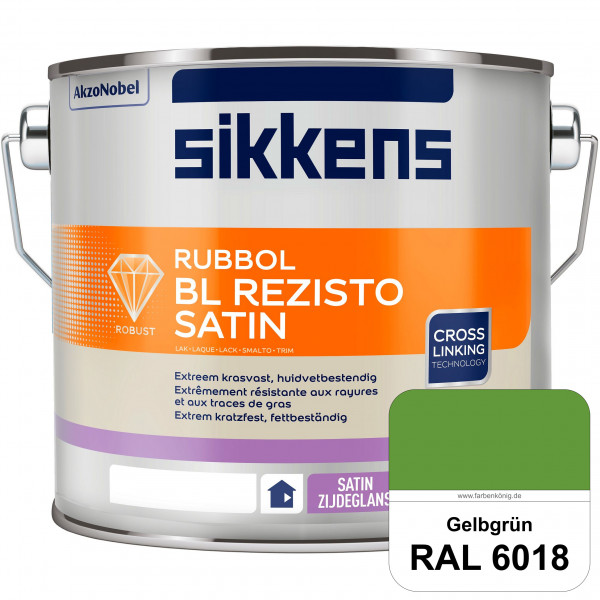 Rubbol BL Rezisto Satin (RAL 6018 Gelbgrün) seidenglänzender und strapazierfähiger Lack (wasserbasie