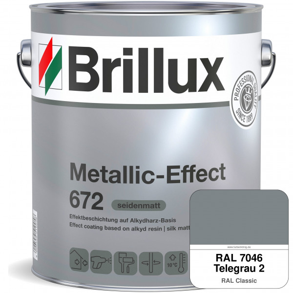 Metallic-Effect 672 (RAL 7046 Telegrau 2) schnell trocknender Alkydharzlack für Metalleffekte (innen