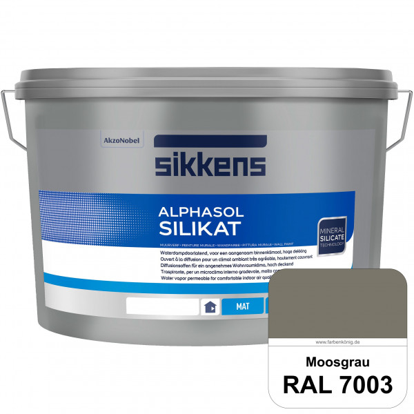 Alphasol Silikat (RAL 7003 Moosgrau) Extrem matte Premium Wandfarbe auf SOL-Silikatbasis