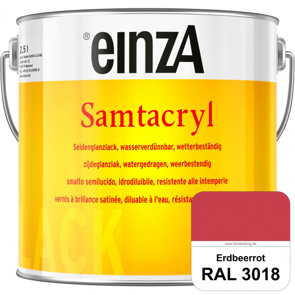 einzA Samtacryl (RAL 3018 Erdbeerrot) wetterbeständige seidenglänzende Acryl-PU-Lackfarbe