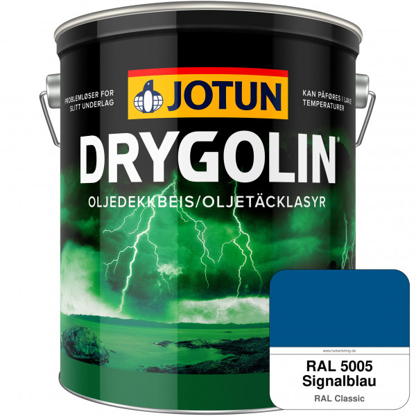 DRYGOLIN Oljedekkbeis - Deckende & wetterbeständige Öllasur für Außen (RAL 5005 Signalblau)