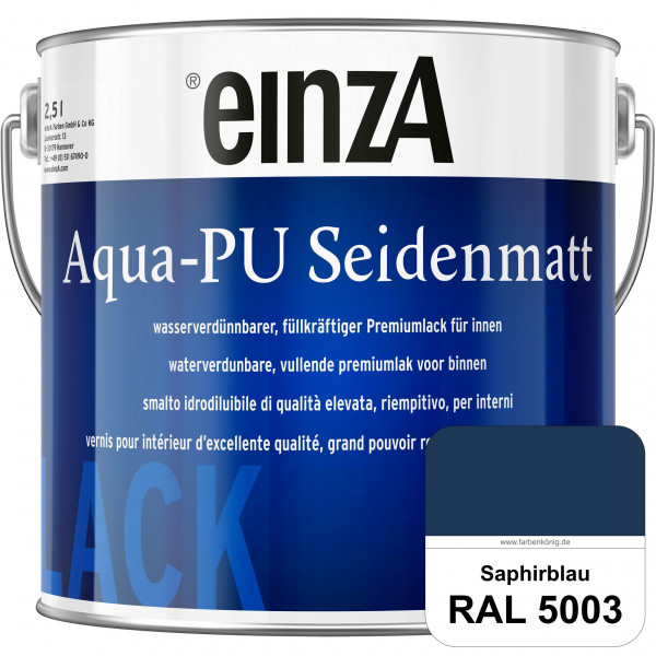 einzA Aqua-PU seidenmatt (RAL 5003 Saphirblau) wasserverdünnbarer Premiumlack für innen