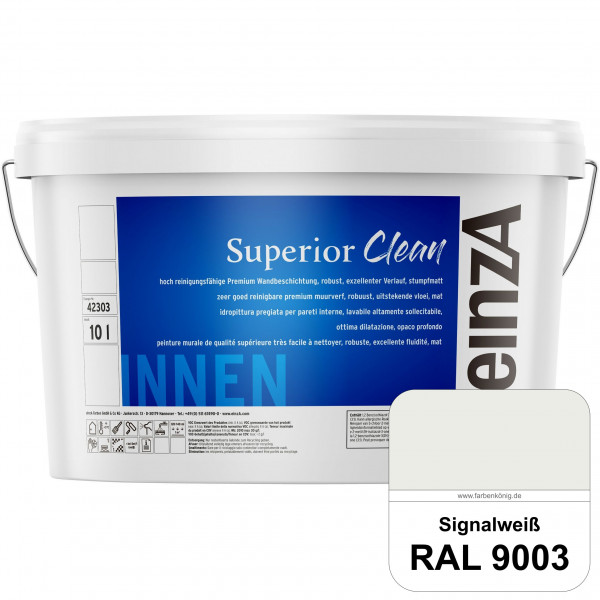 einzA Superior Clean (RAL 9003 Signalweiß) Hoch reinigungsfähige, stumpfmatte Premium-Wandbeschichtu