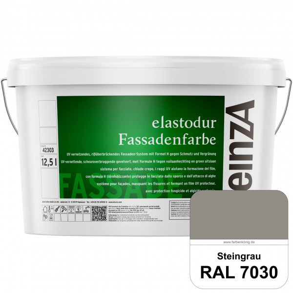 einzA elastodur Fassadenfarbe (RAL 7030 Steingrau) UV-vernetzendes & rissüberbrückendes Fassadenfarb