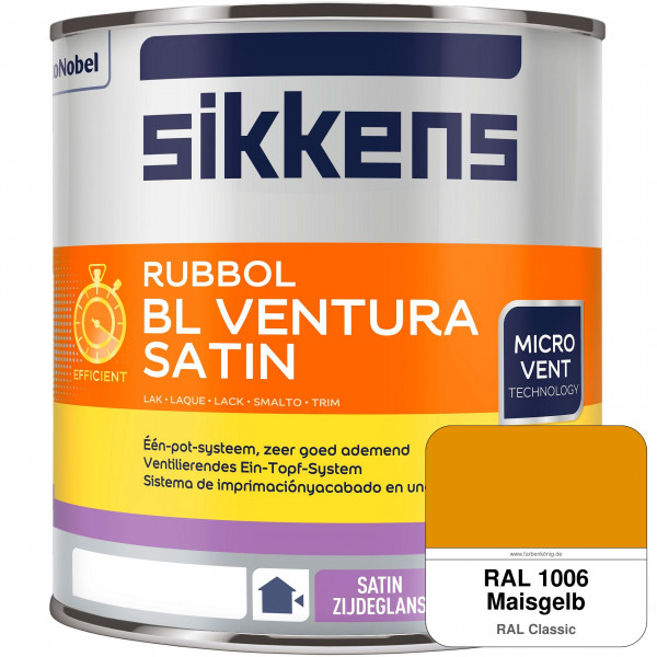 Rubbol BL Ventura Satin NEU (RAL 1006 Maisgelb) Seidenglanzlack (wasserbasiert) Fenster außen