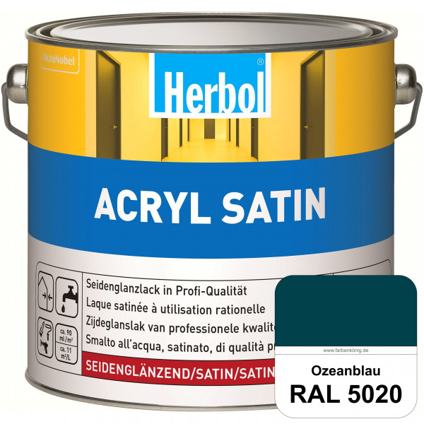 Acryl Satin (RAL 5020 Ozeanblau) wasserverdünnbarer seidenglänzender Lack (Innen & Außen)