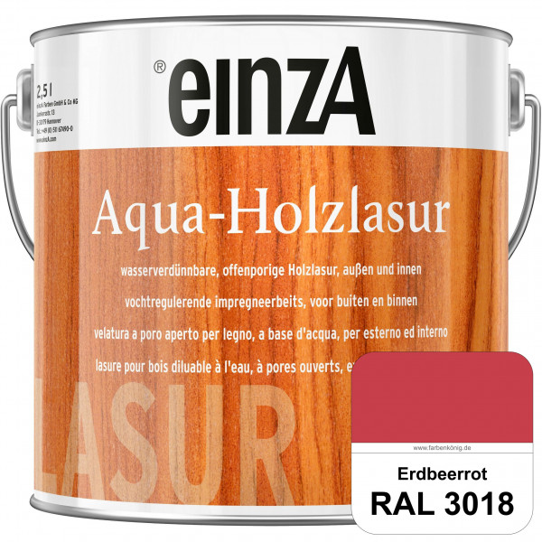 einzA Aqua-Holzlasur (RAL 3018 Erdbeerrot) wasserverdünnbare offenporige Holzlasur für Holzbauteile