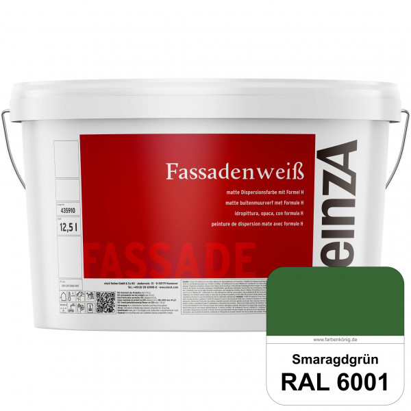 einzA Fassadenweiß (RAL 6001 Smaragdgrün) Sil-Fassadenfarbe gegen Schmutz & Vergrünung