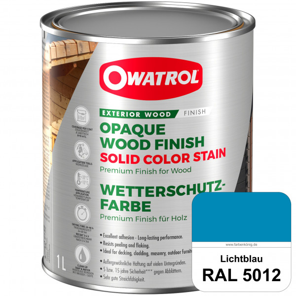 Solid Color Stain (RAL 5012 Lichtblau) deckende und matte Wetterschutzfarbe außen