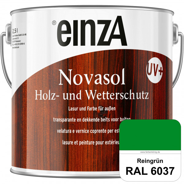 einzA Novasol HW Lasur (RAL 6037 Reingrün) Lasierender Wetterschutz für außen
