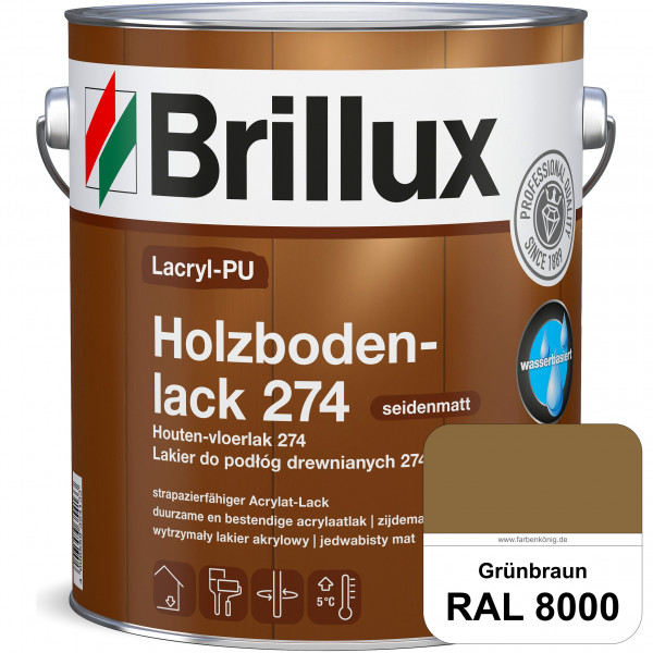 Lacryl-PU Holzbodenlack 274 (RAL 8000 Grünbraun) hochwertige & widerstandsfähige, deckende Versiegel