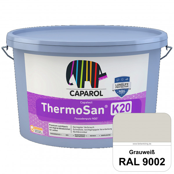 Capatect ThermoSan® Fassadenputz NQG® (K 20) (RAL 9002 Grauweiß) Kratzputz-Struktur in Körnung 2 mm